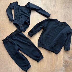 Leveret Black Gymnastics / Dance Outfit - Leotard, Sweatshirt & Joggers